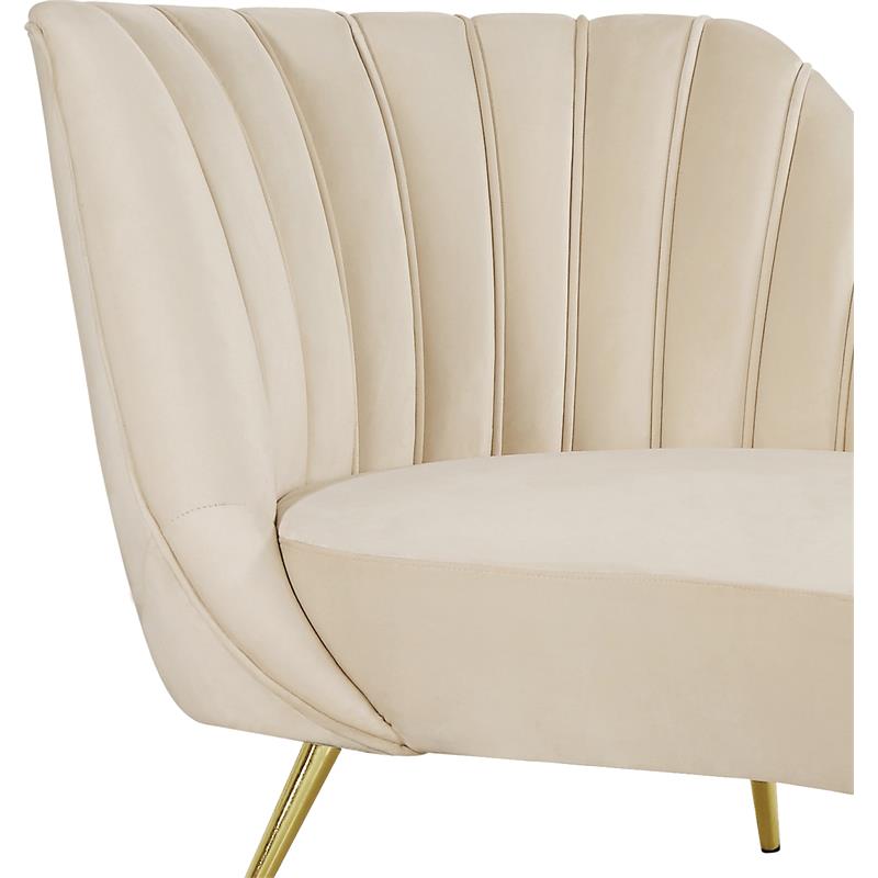 Home Square 3-Piece Set with Accent Chair Chaise and Loveseat in Cream and Gold