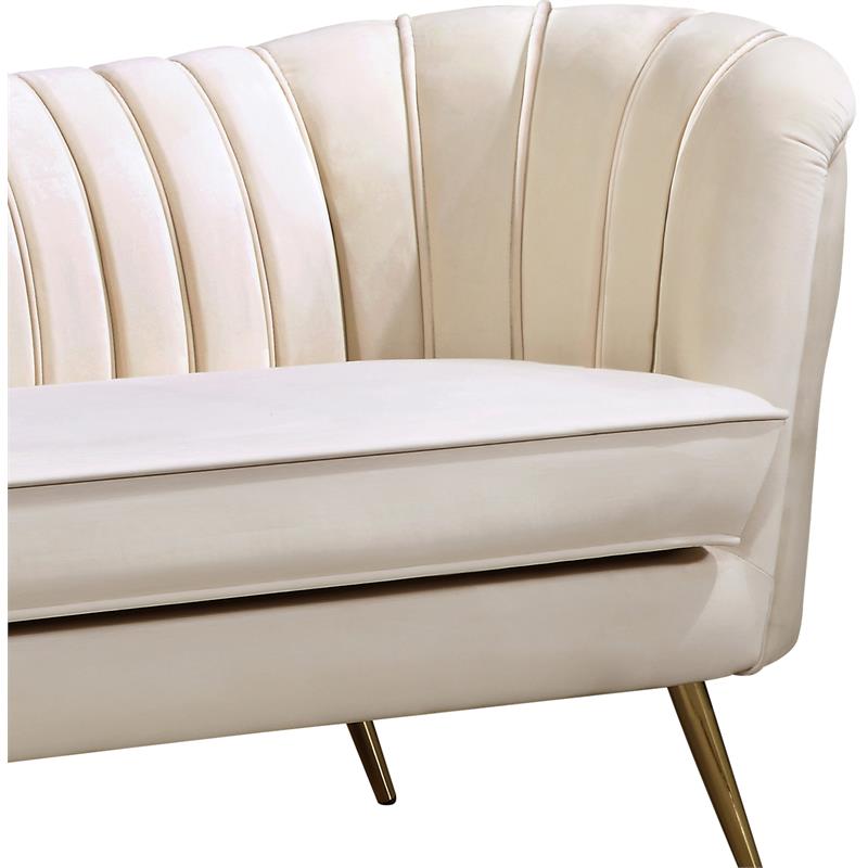 Home Square 3-Piece Set with Accent Chair Chaise and Loveseat in Cream and Gold