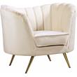 Home Square 3-Piece Set with Accent Chair Chaise and Sofa in Cream and Gold