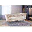Home Square 3-Piece Set with Accent Chair Chaise and Sofa in Cream and Gold