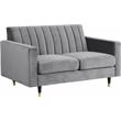 Home Square 2-Piece Set with Velvet Accent Chair & Contemporary Loveseat in Gray