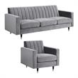 Home Square 2-Piece Set with Velvet Accent Chair & Contemporary Sofa in Gray