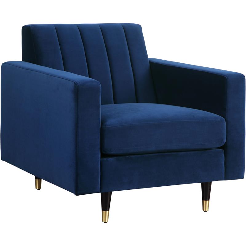 Home Square 2-Piece Set with Velvet Accent Chair and Loveseat in Navy