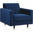 Home Square 2-Piece Set with Velvet Accent Chair and Contemporary Sofa in Navy