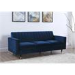 Home Square 2-Piece Set with Velvet Accent Chair and Contemporary Sofa in Navy