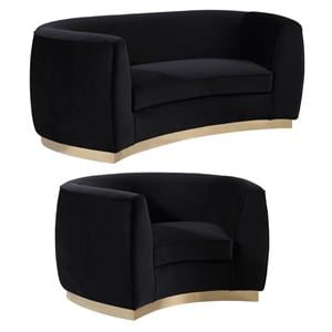 Home Square 2-Piece Furniture Set with Accent Chair & Loveseat in Black and Gold