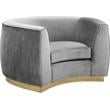 Home Square 2-Piece Furniture Set with Accent Chair and Sofa in Gray and Gold