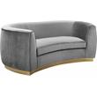 Home Square 2-Piece Furniture Set with Accent Chair & Loveseat in Gray and Gold