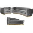 Home Square 3-Piece Furniture Set with Velvet Accent Chair Chaise and Sofa