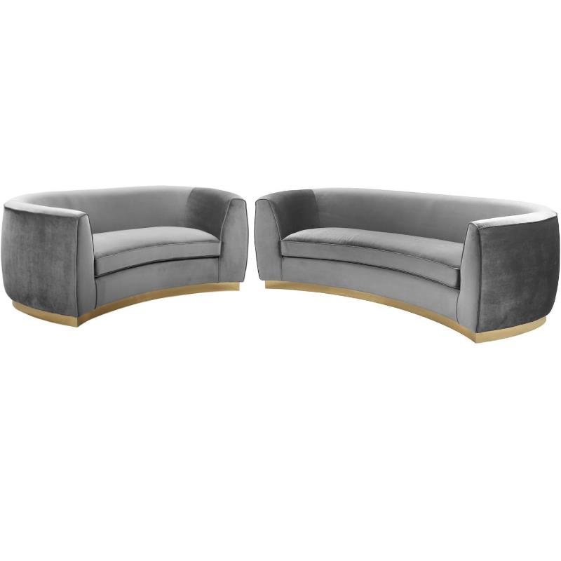 Home Square 2-Piece Furniture Set with Contemporary Loveseat and Sofa