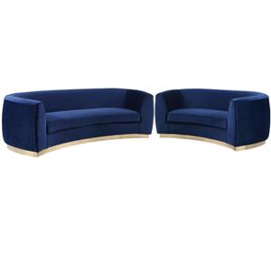 Home Square 2-Piece Furniture Set with Loveseat and Sofa in Navy