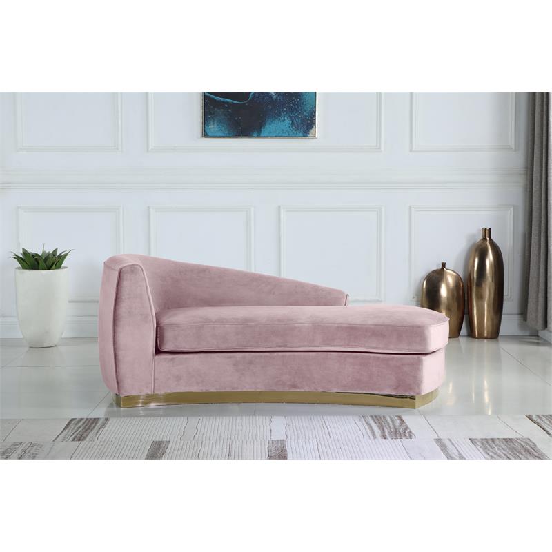 Home Square 2-Piece Set with Velvet Accent Chair and Chaise in Pink and Gold