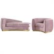 Home Square 2-Piece Set with Velvet Accent Chair and Chaise in Pink and Gold