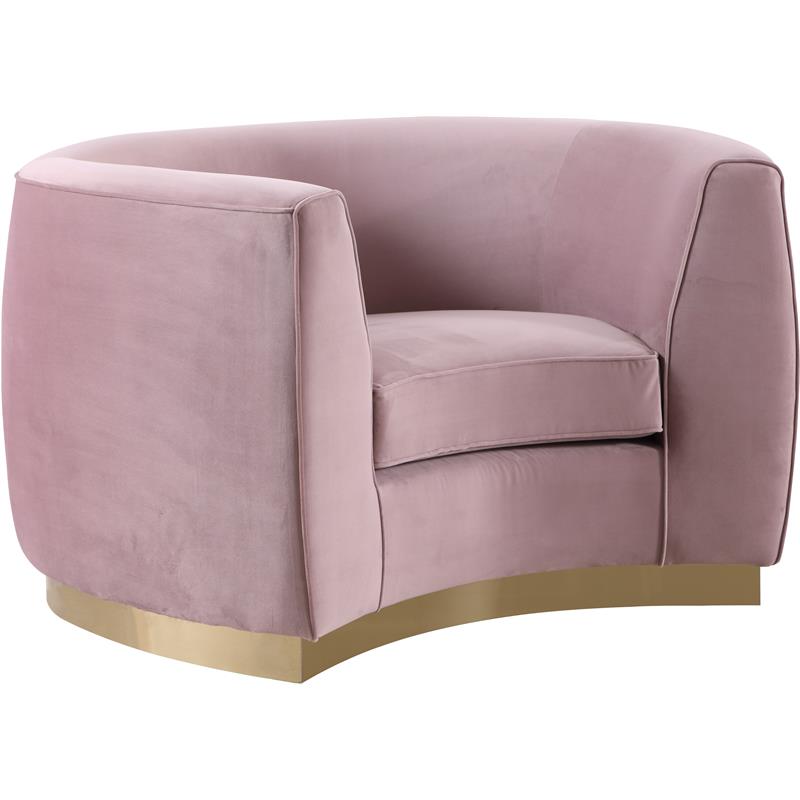 Home Square 3-Piece Set with Accent Chair Chaise & Loveseat in Pink and Gold