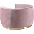 Home Square 3-Piece Set with Accent Chair Chaise and Sofa in Pink and Gold