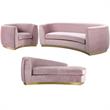 Home Square 3-Piece Set with Accent Chair Chaise and Sofa in Pink and Gold