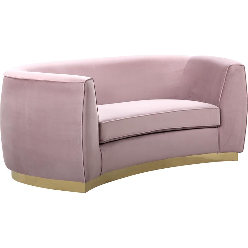 Home Square 2-Piece Set with Contemporary Velvet Loveseat & Sofa in Pink