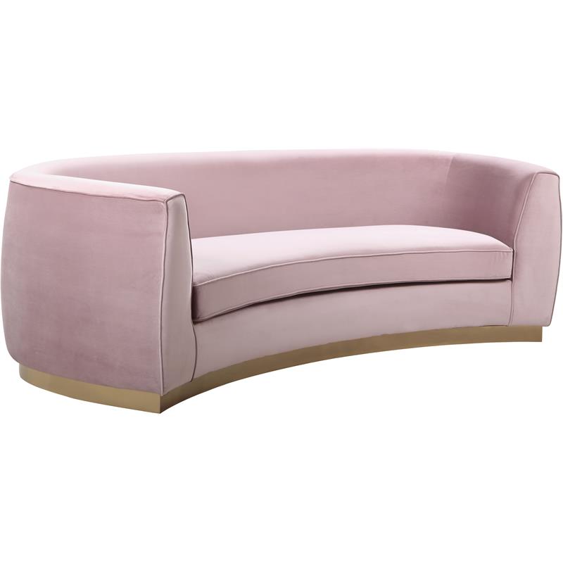 Home Square 2-Piece Set with Contemporary Velvet Loveseat & Sofa in Pink