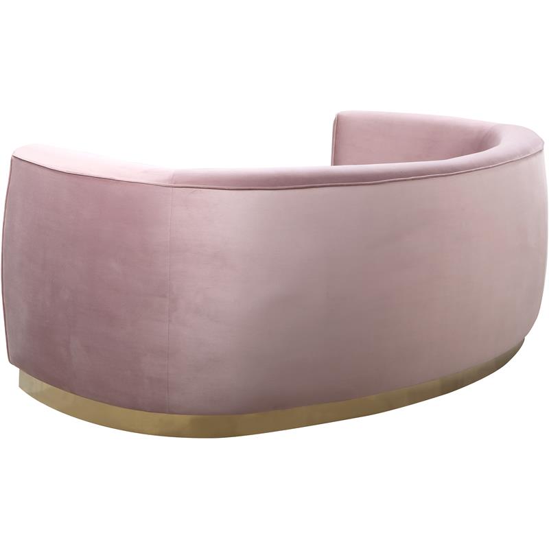 Home Square 2-Piece Set with Contemporary Velvet Loveseat & Sofa in Pink