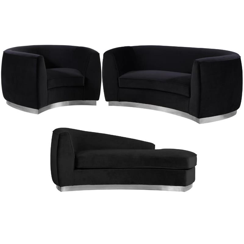 Home Square 3 Piece Set with Accent Chair Chaise Loveseat in