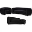 Home Square 3-Piece Set with Accent Chair Chaise & Sofa in Black and Chrome