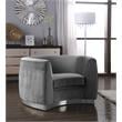 Home Square 2-Piece Set with Velvet Accent Chair and Chaise in Gray and Chrome