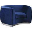 Home Square 2-Piece Set with Velvet Accent Chair and Chaise in Navy and Chrome