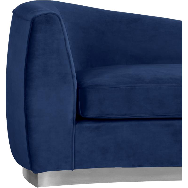 Home Square 2-Piece Set with Velvet Accent Chair and Chaise in Navy and Chrome