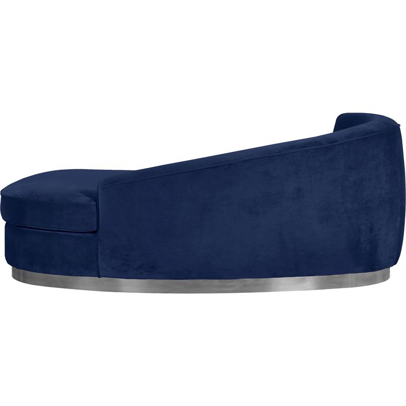 Home Square 2-Piece Set with Velvet Accent Chair and Chaise in Navy and Chrome