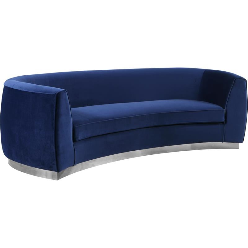 Home Square 2-Piece Set with Chair & Contemporary Sofa in Navy and Chrome