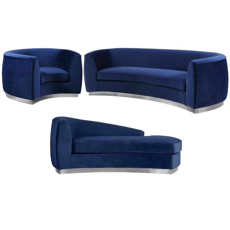 Home Square 3-Piece Furniture Set with Accent Chair Chaise & Contemporary Sofa