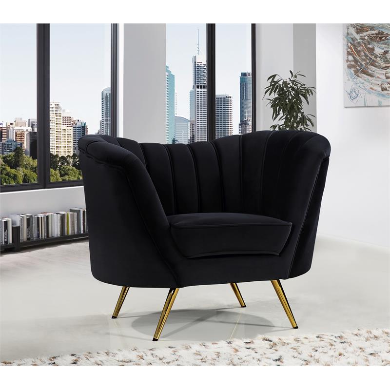 Home Square 3-Piece Set with Accent Chair Loveseat & Sofa in Black and Gold
