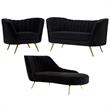 Home Square 3-Piece Furniture Set with Velvet Accent Chair Chaise & Loveseat