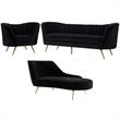 Home Square 3-Piece Furniture Set with Velvet Accent Chair Chaise & Sofa