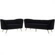Home Square 2-Piece Furniture Set with Contemporary Velvet Loveseat & Sofa
