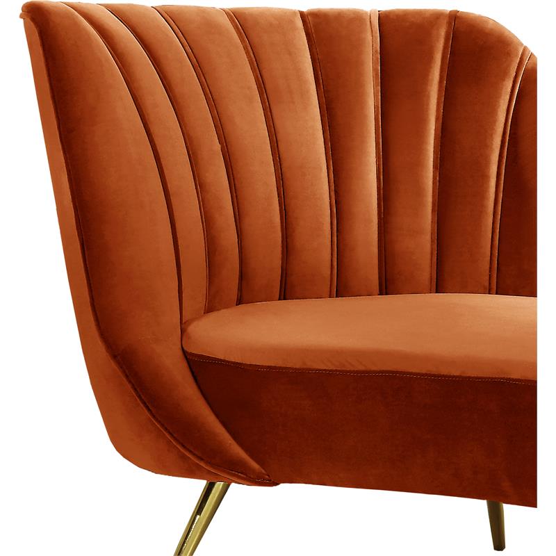 Home Square 2-Piece Set with Accent Chair and Chaise in Cognac and Gold