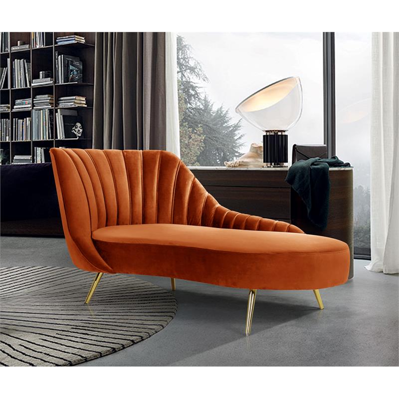 Home Square 3-Piece Set with Accent Chair Chaise and Sofa in Cognac and Gold