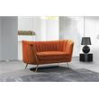 Home Square 2-Piece Set with Contemporary Velvet Loveseat and Sofa in Cognac