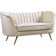 Home Square 2-Piece Furniture Set with Velvet Loveseat and Sofa in Cream