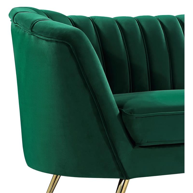 Home Square 3-Piece Set with Accent Chair Chaise and Loveseat in Green and Gold