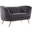 Home Square 2-Piece Set with Accent Chair and Loveseat in Gray and Gold