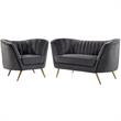 Home Square 2-Piece Set with Accent Chair and Loveseat in Gray and Gold
