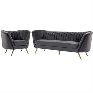 Home Square 2-Piece Furniture Set with Velvet Accent Chair and Sofa