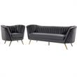 Home Square 2-Piece Furniture Set with Velvet Accent Chair and Sofa