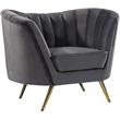 Home Square 3-Piece Set with Velvet Accent Chair Chaise & Sofa in Gray and Gold
