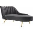 Home Square 3-Piece Set with Velvet Accent Chair Chaise & Sofa in Gray and Gold