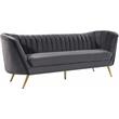 Home Square 3-Piece Set with Velvet Accent Chair Chaise & Sofa in Gray and Gold