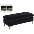 Home Square 2-Piece Set with Velvet Reversible Sectional and Ottoman in Black