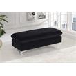 Home Square 2-Piece Set with Velvet Reversible Sectional and Ottoman in Black