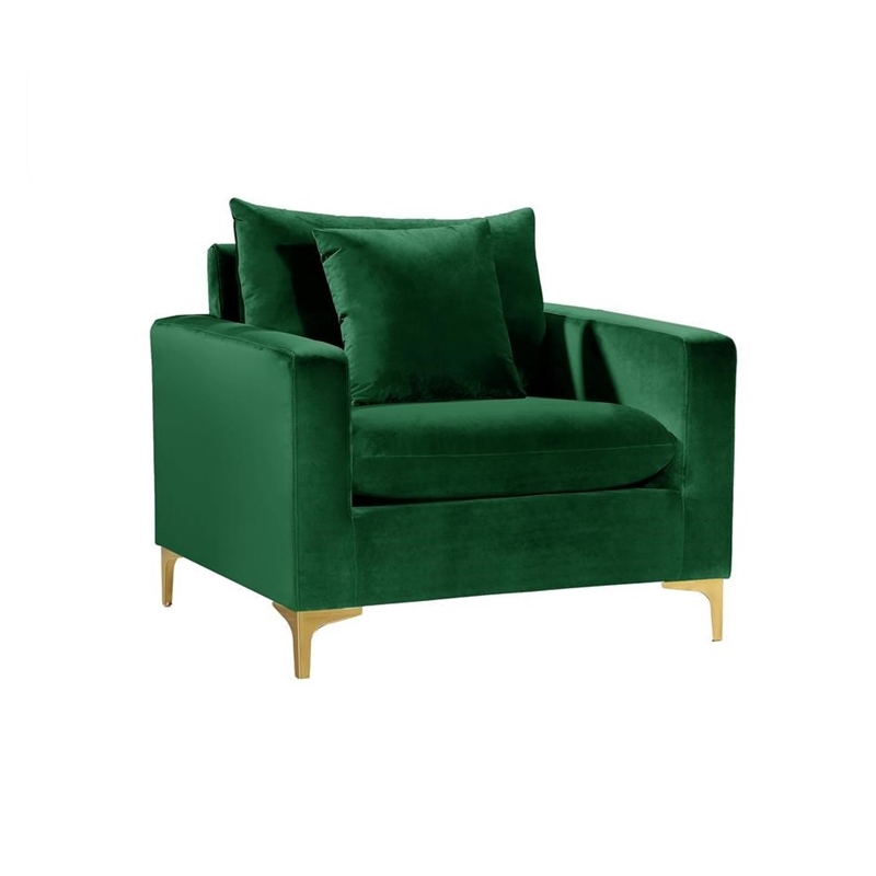Home Square 2-Piece Furniture Set with Velvet Accent Chair and Loveseet in Green